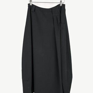 Sarah Pacini Black Pleated-Waist Midi Lantern Skirt